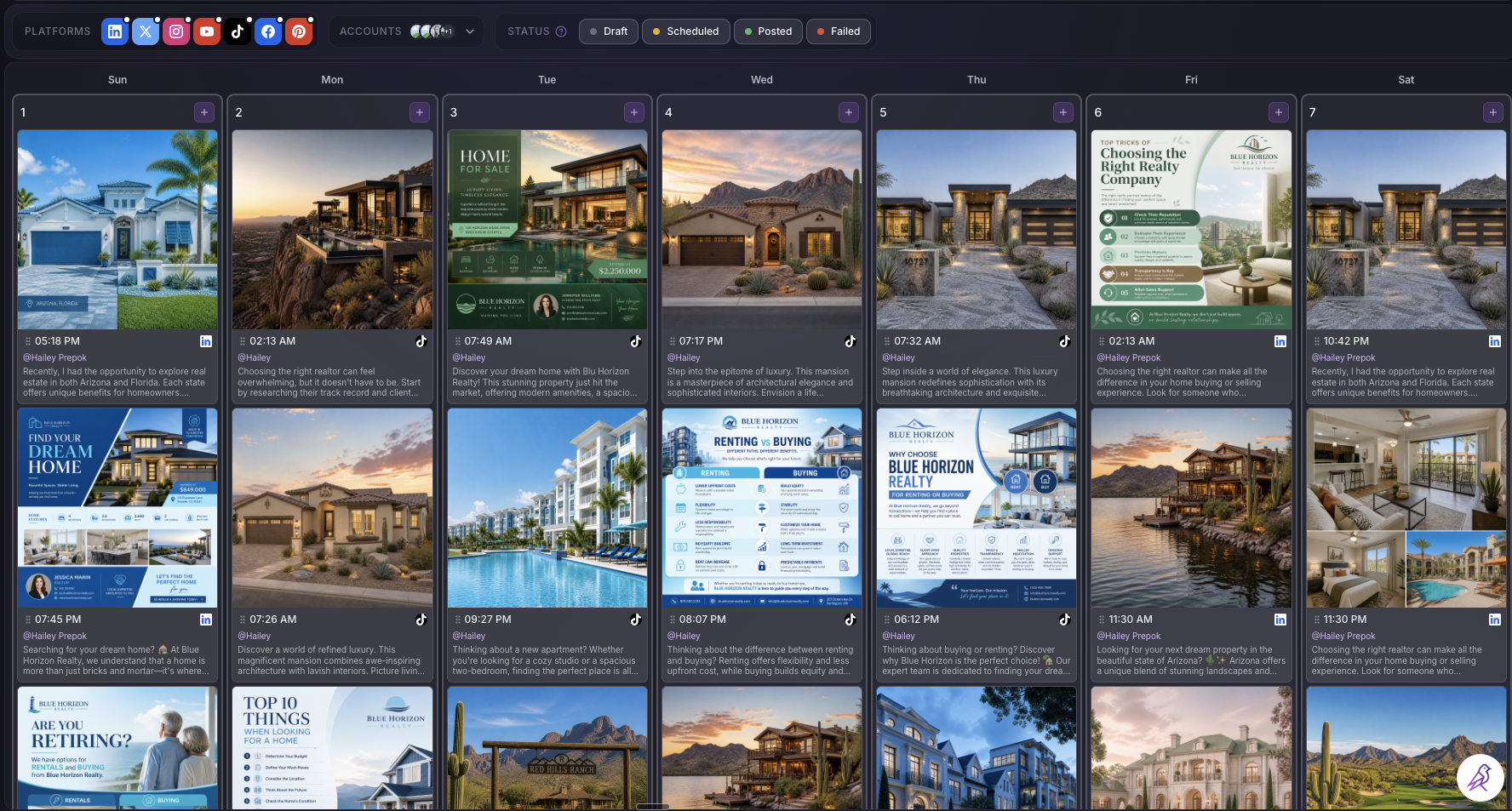 Chirpy real estate content calendar