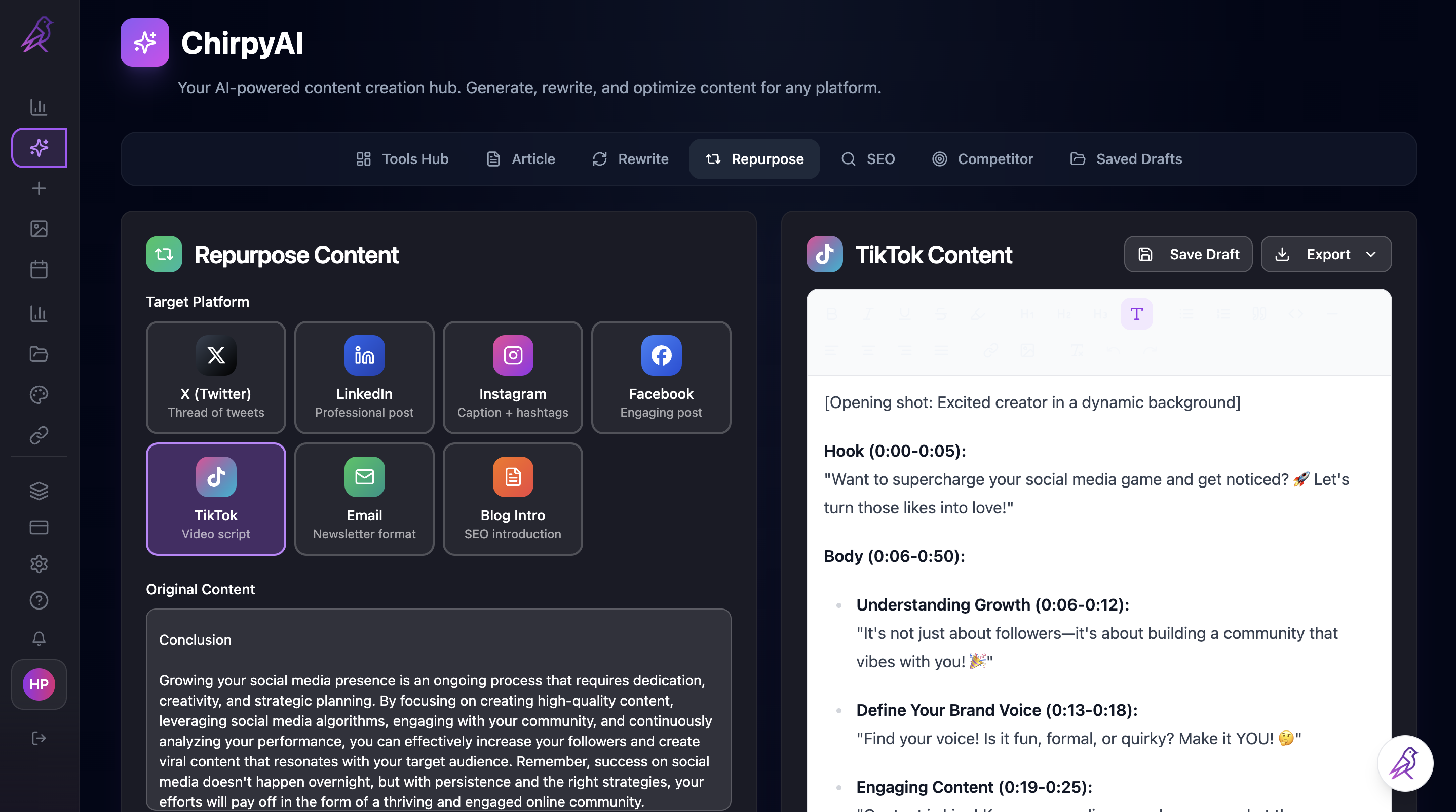Repurpose enterprise content across platforms
