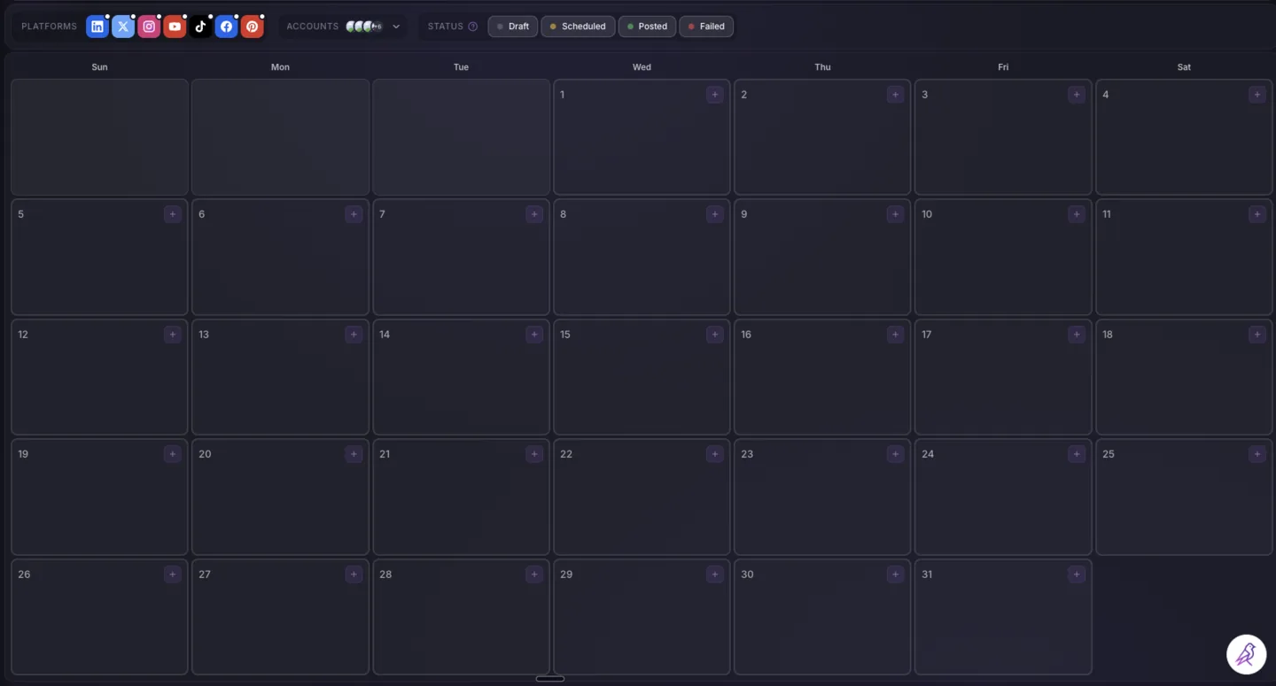 Chirpy content calendar with no posts scheduled