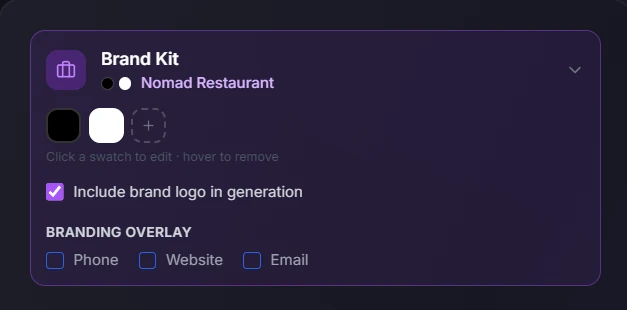 AI Image Studio guide: Step 1: Select a Brand Kit
