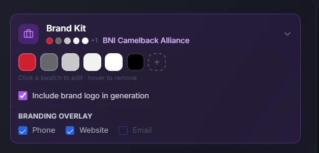 AI Image Studio guide: Step 1: Select a Brand Kit