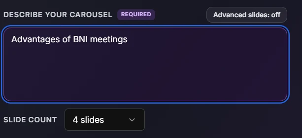 AI Image Studio guide: Step 3: Describe your Carousel