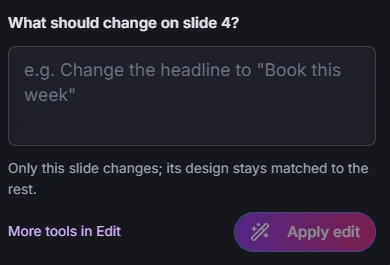 AI Image Studio guide: Individual slide options