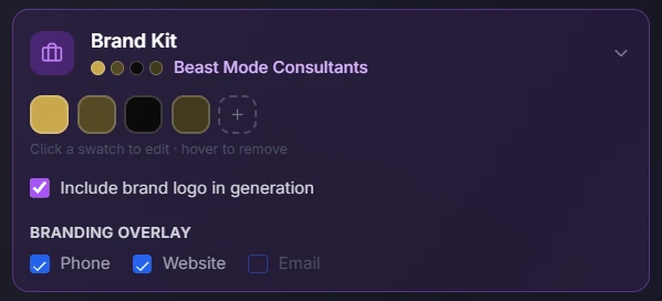 AI Image Studio guide: Step 1: Select a Brand Kit