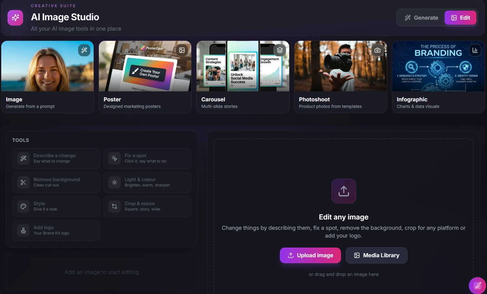 AI Image Studio guide: Editing images
