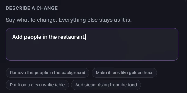AI Image Studio guide: Describe a change