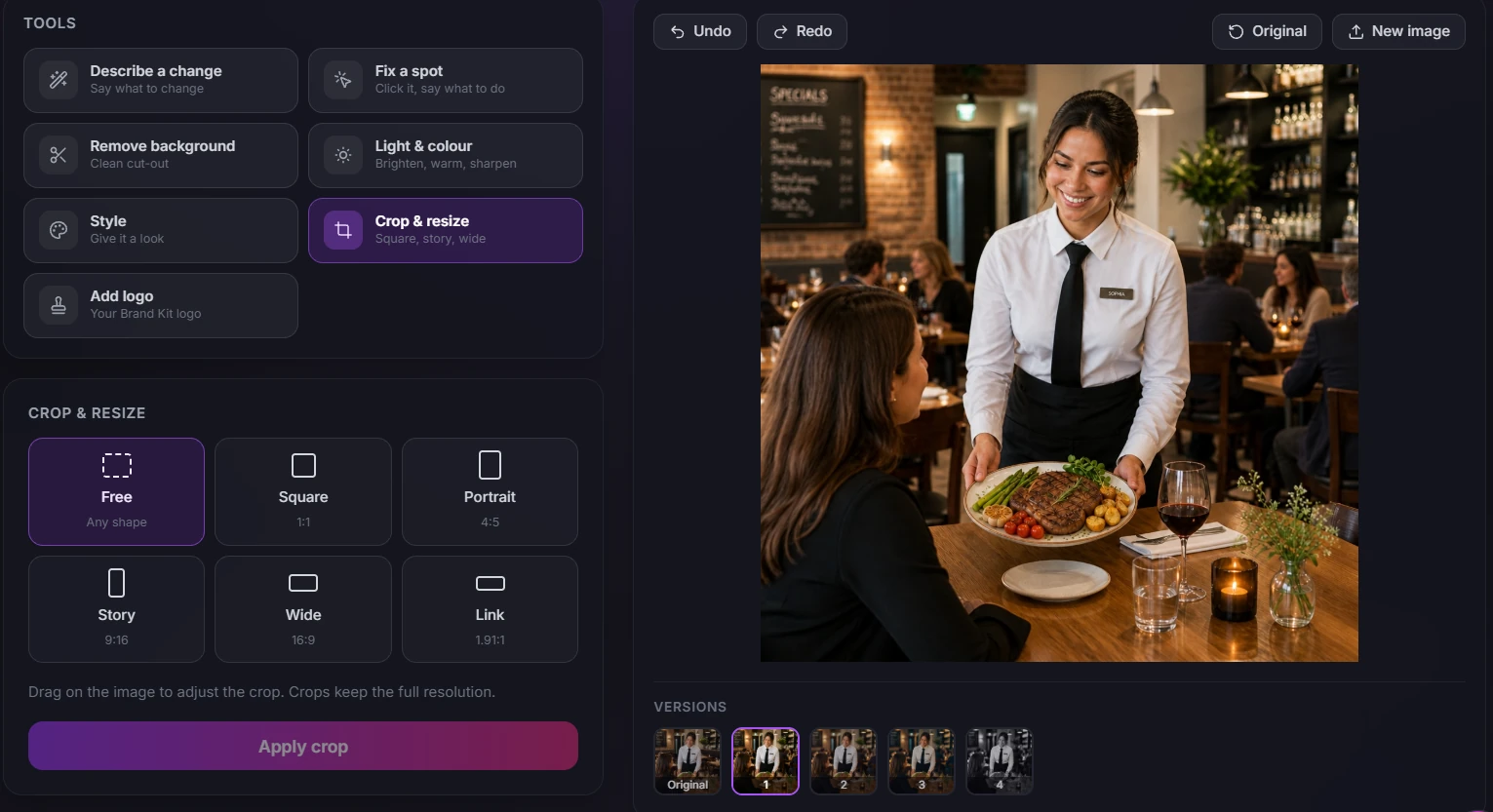 AI Image Studio guide: Crop & share