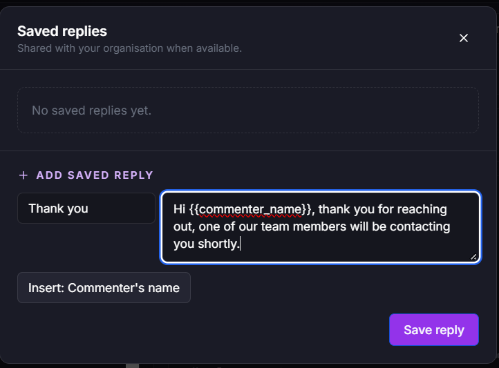 Creating a saved reply