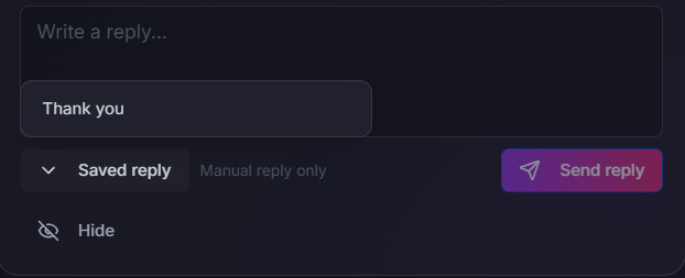 The saved reply inserted