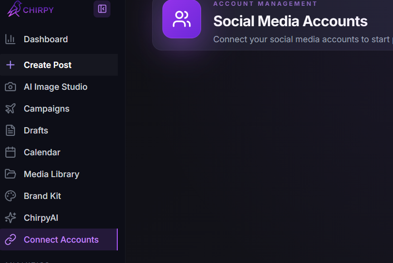 Connect Accounts in the left navigation panel