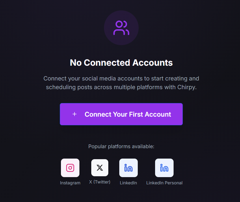 Connect Your First Account button
