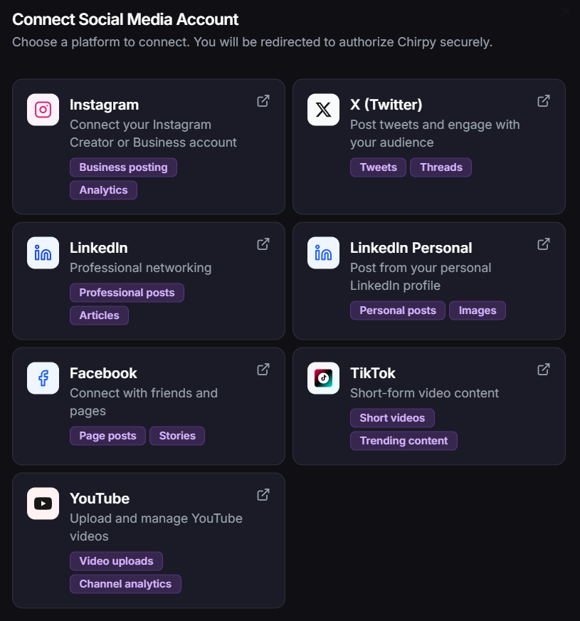 Choosing a platform to connect