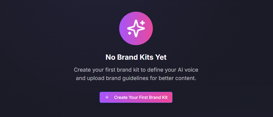 Create Your First Brand Kit button