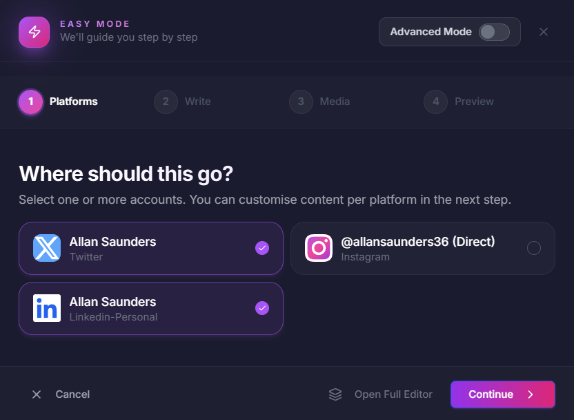 Choosing Easy Mode or Advanced Mode