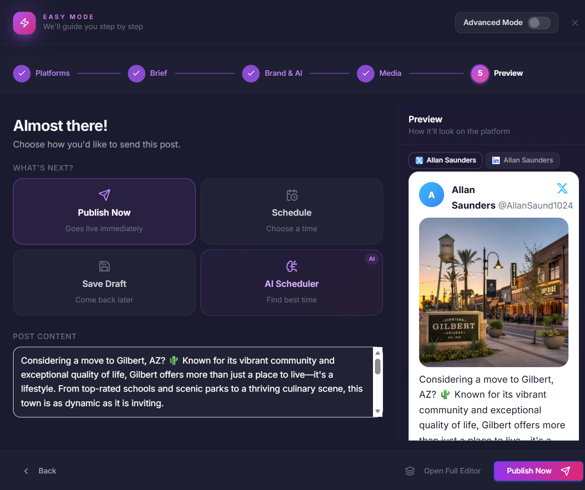 Post preview across platforms